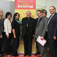 Tagung Recht auf Sonntag 2014 vlnr: Oliver Röpke, Maria Gluchman, Renate Anderl, Barbara Schröding, Bischof Ludwig Schwarz, Peko Baxant, Karl Proyer, Willibald Steinkellner, Franz Georg Brantner © Karoline Bloderer