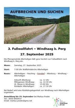 Einladung Fußwallfahrt nach Windhaag