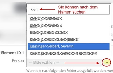 Widget Person Elementauswahl