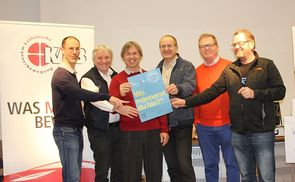 V. l.: Diözesanreferent Wolfgang Schönleitner, stv. Diözesanobmann Hans Kirchner, Diözesanobmann Bernhard Steiner, KMB-Referent Wolfgang Bögl,  Sei So Frei-Vorsitzender Peter Riegl, KAÖ-Präsident Ferdinand Kaineder
