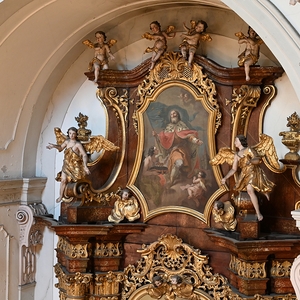 Ursula-Altar: Aufsatzbild: Hl. Leopold von Österreich von Bartolomeo Altomonte