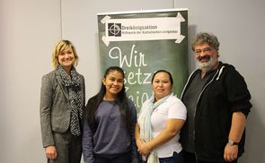 Mag.a Mayella Gabmann (Katholische Jungschar Diözese Linz, Meybeling Caballero Balmaceda (FUNARTE), Aracely Gómez Ruiz (FUNARTE) und Luggi Frauenberger (Katholische Jungschar Diözese Linz) stellten ein Partnerprojekt in Nicaragua vor.