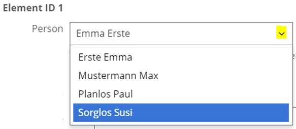 PGR Person Elementeauswahl
