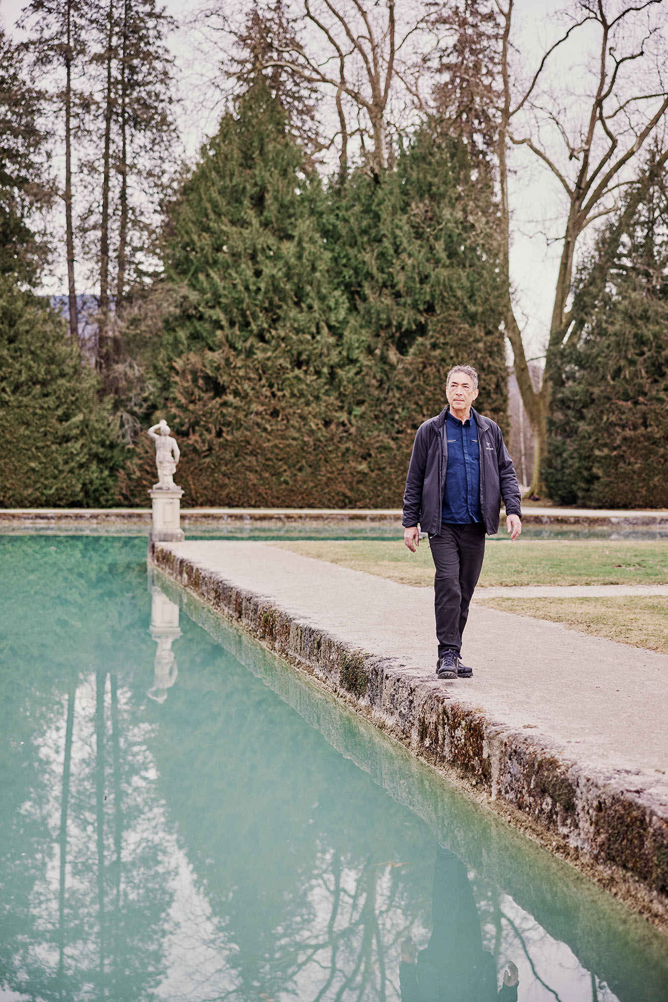 Hubert von Goisern für das Gruess Gott Magazin im Schlosspark Hellbrunn, Salzburg 04.03.21